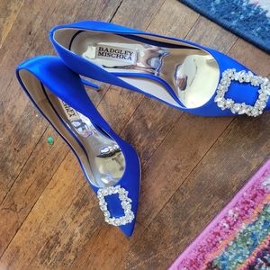 Badgley Mischka Blue Satin Pumps